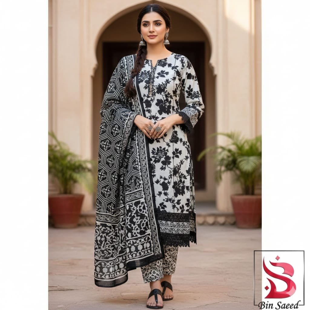 Bin Saeed Printed Linen Unstiched 3pc