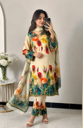 Tulip | Floral Digital Printed Lawn 3pc | SL-615 | Off White