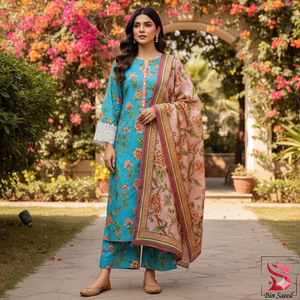 Bin Saeed Printed Linen Unstiched 3pc