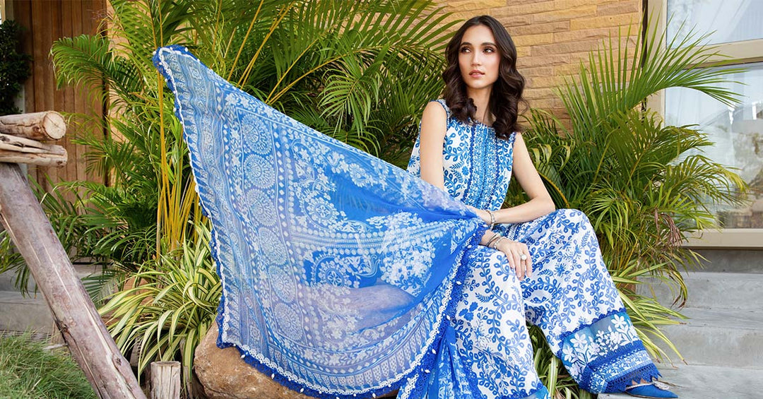 MARIA B PRINTED EMBROIDERED LINEN UNSTICHED 3pc (SL-9262)