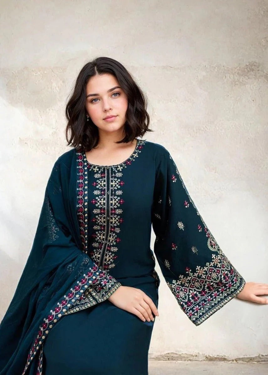 ZIRWAH-BATIK-EMBROIDERED LAWN 3pc (SL-339)