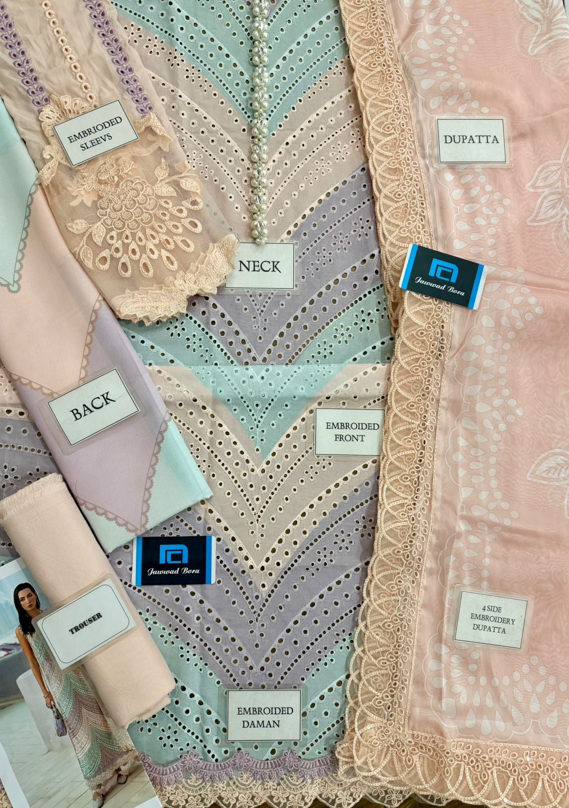 MARIA B- BORING HEAVY EMBROIDERED LAWN UNSTICHED 3pc (SL-12B)