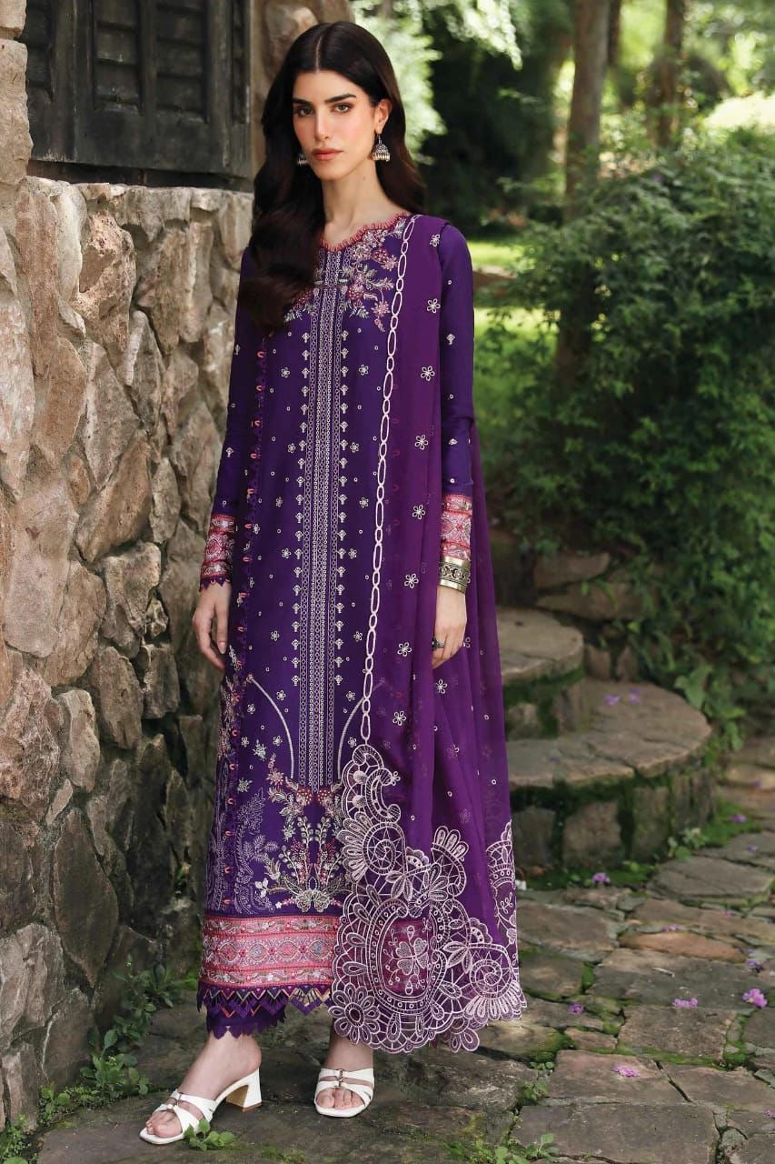 QALAMKAR-EMBROIDERED LAWN UNSTICHED 3pc SL-4559)