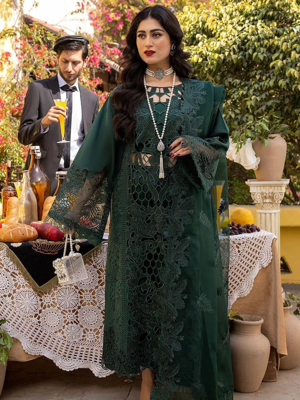 BIN ILYAS | LUXURY EMBROIDERED LASER WORK 3pc | SL-835