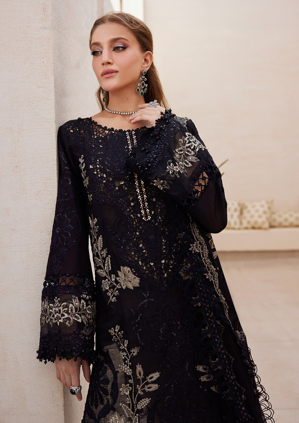 Maria B Luxury Boring Embroidered Lawn Unstiched 3pc (SL-1255)