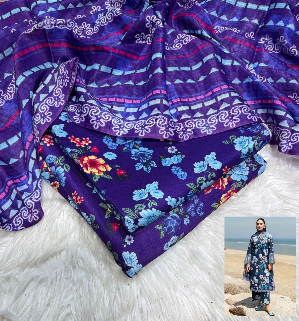 Asifa Nabeel Printed Unstitched Linen 3pc