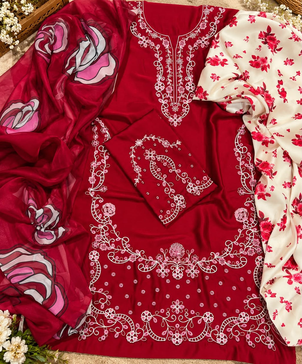 AINA | SILK EMBROIDERED UNSTITCHED 3pc | SL-5297