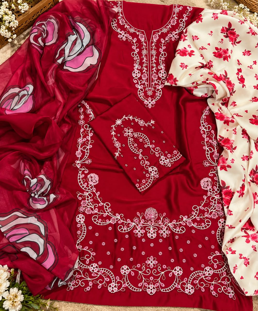 AINA | SILK EMBROIDERED UNSTITCHED 3pc | SL-5297