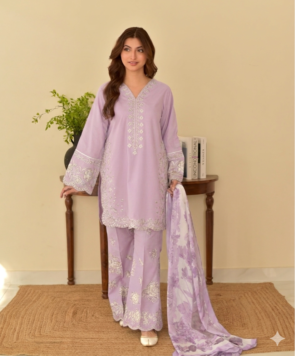 COCO By ZS | Heavy Embroidered Lawn Unstiched 3pc | SL-5509