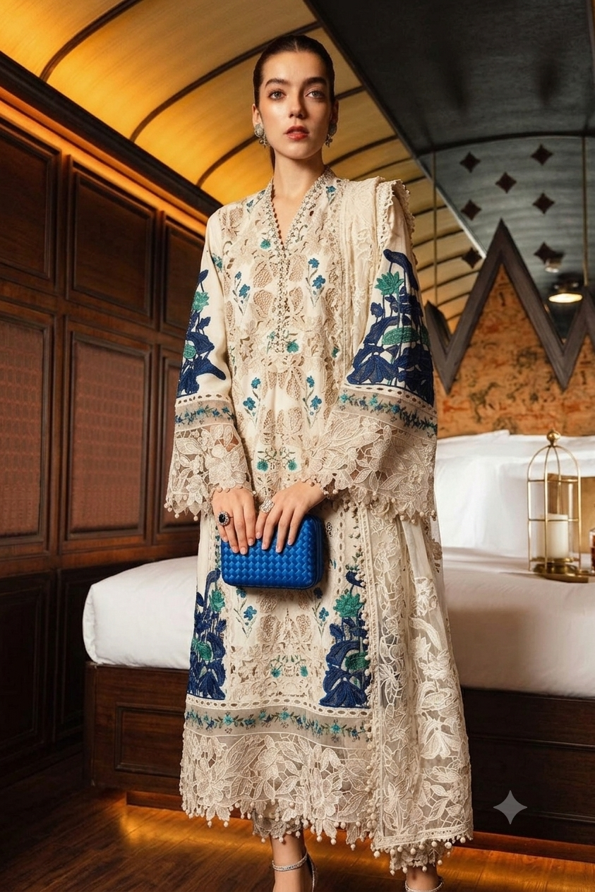 MARIA B | LUXURY | EMBROIDERED LASER WORK 3pc | SL-5450