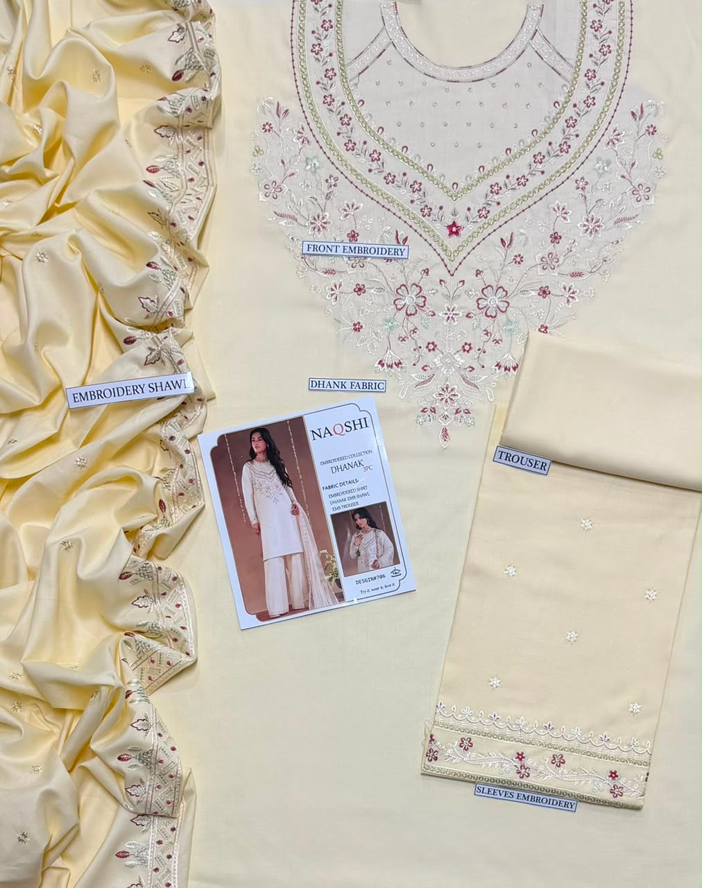 NAQSHI | LUXURY EMBROIDERED DHANAK UNSTICHED 3pc | SL-626