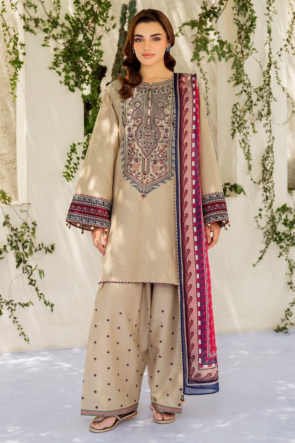 JAZMIN | DHANAK UNSTITCHED EMBROIDERED 3pc | SL-1002
