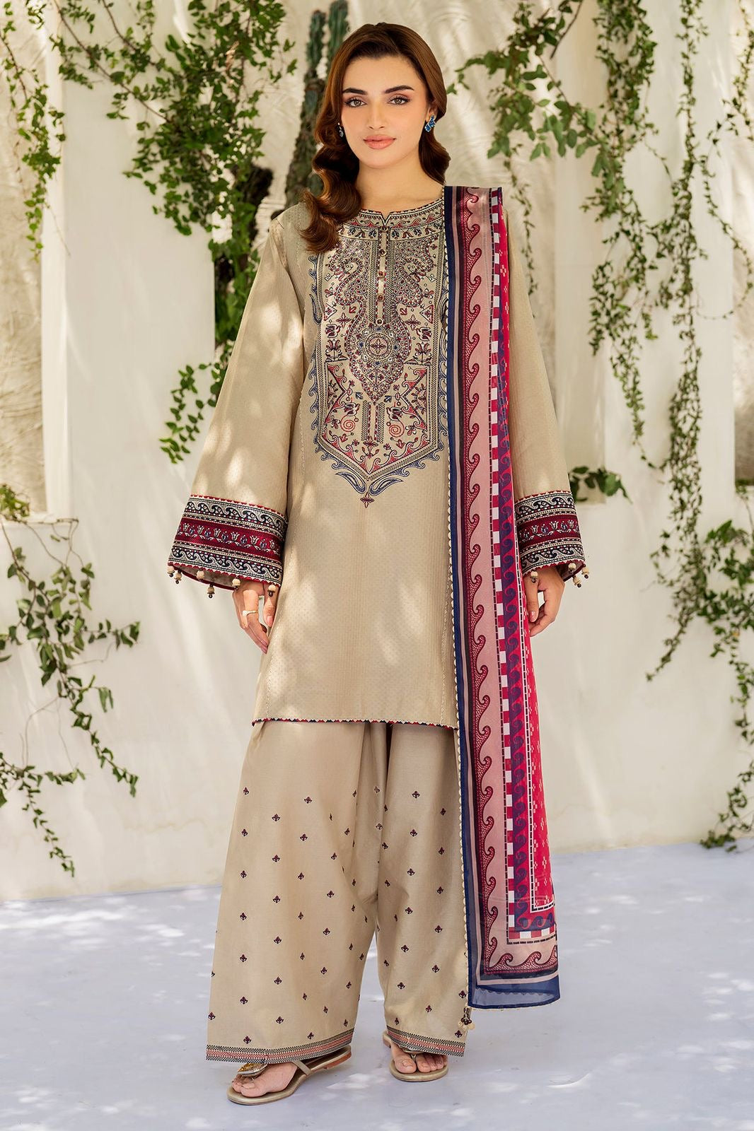 JAZMIN | DHANAK UNSTITCHED EMBROIDERED 3pc | SL-1002
