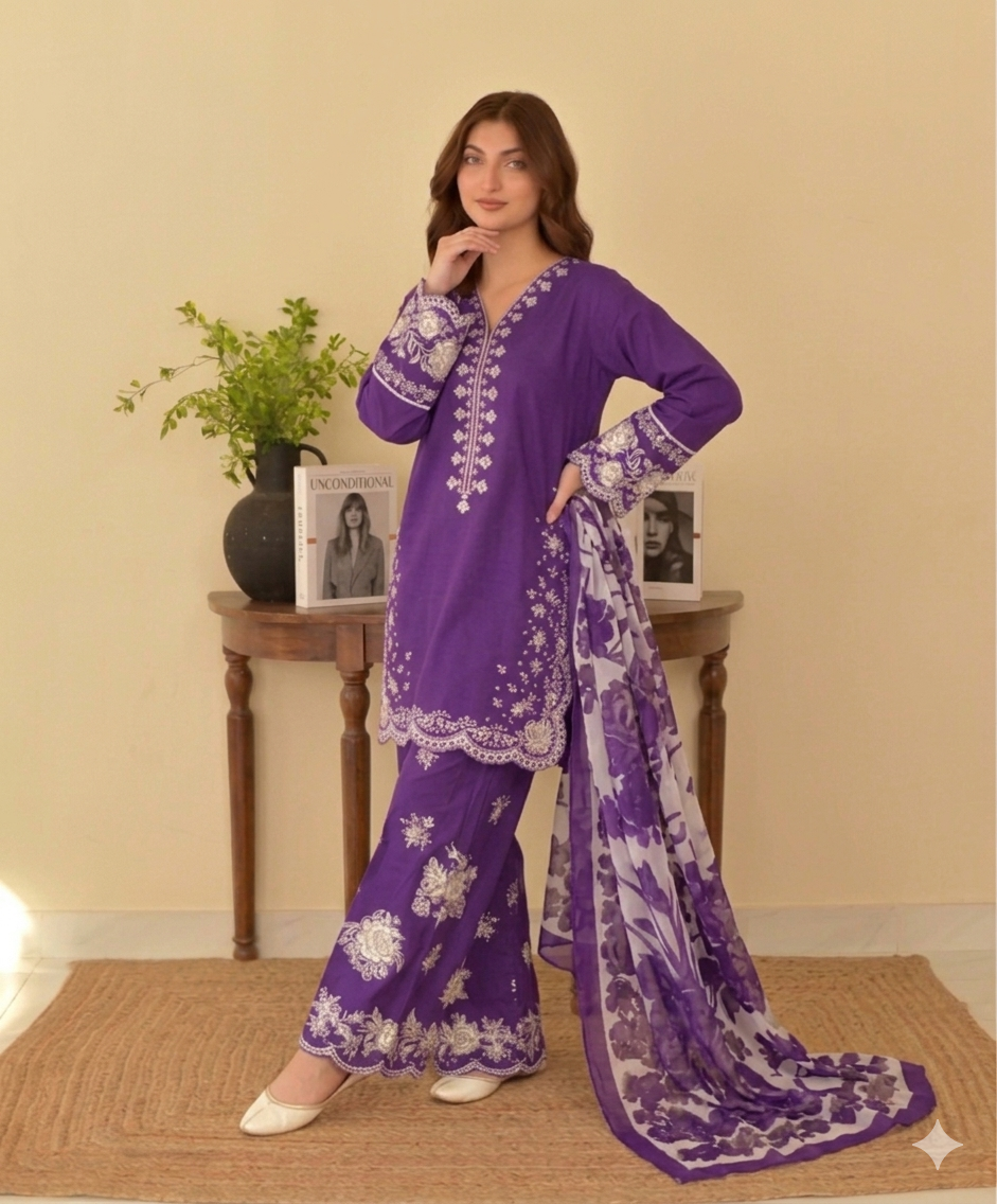 COCO By ZS | Heavy Embroidered Lawn Unstiched 3pc | SL-5507