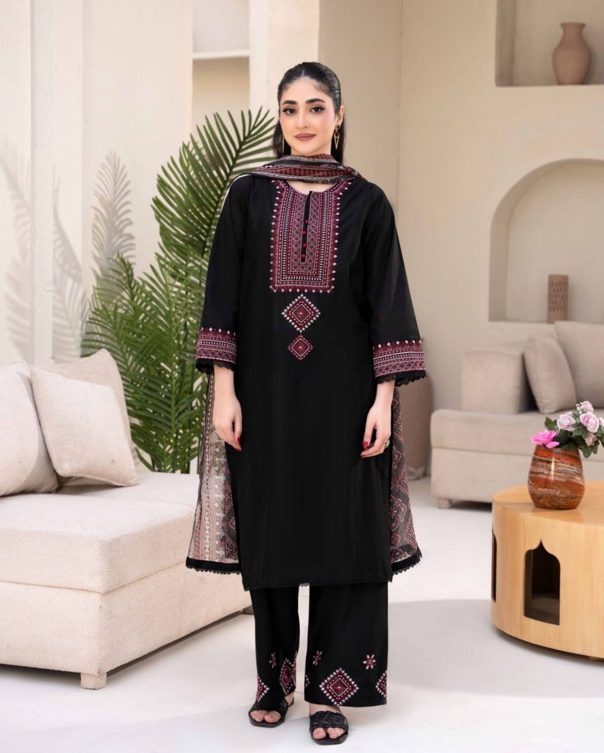 SIAH | ZIRWAH | EMBROIDERED DHANAK UNSTITCHED 3pc | SL-626