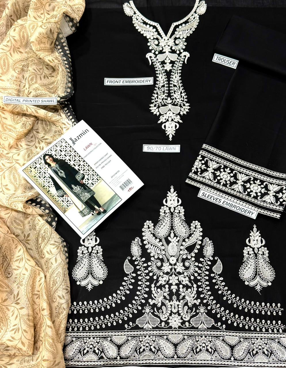 JAZMIN-LUXURY EMBROIDERED LAWN 3pc (SL144)