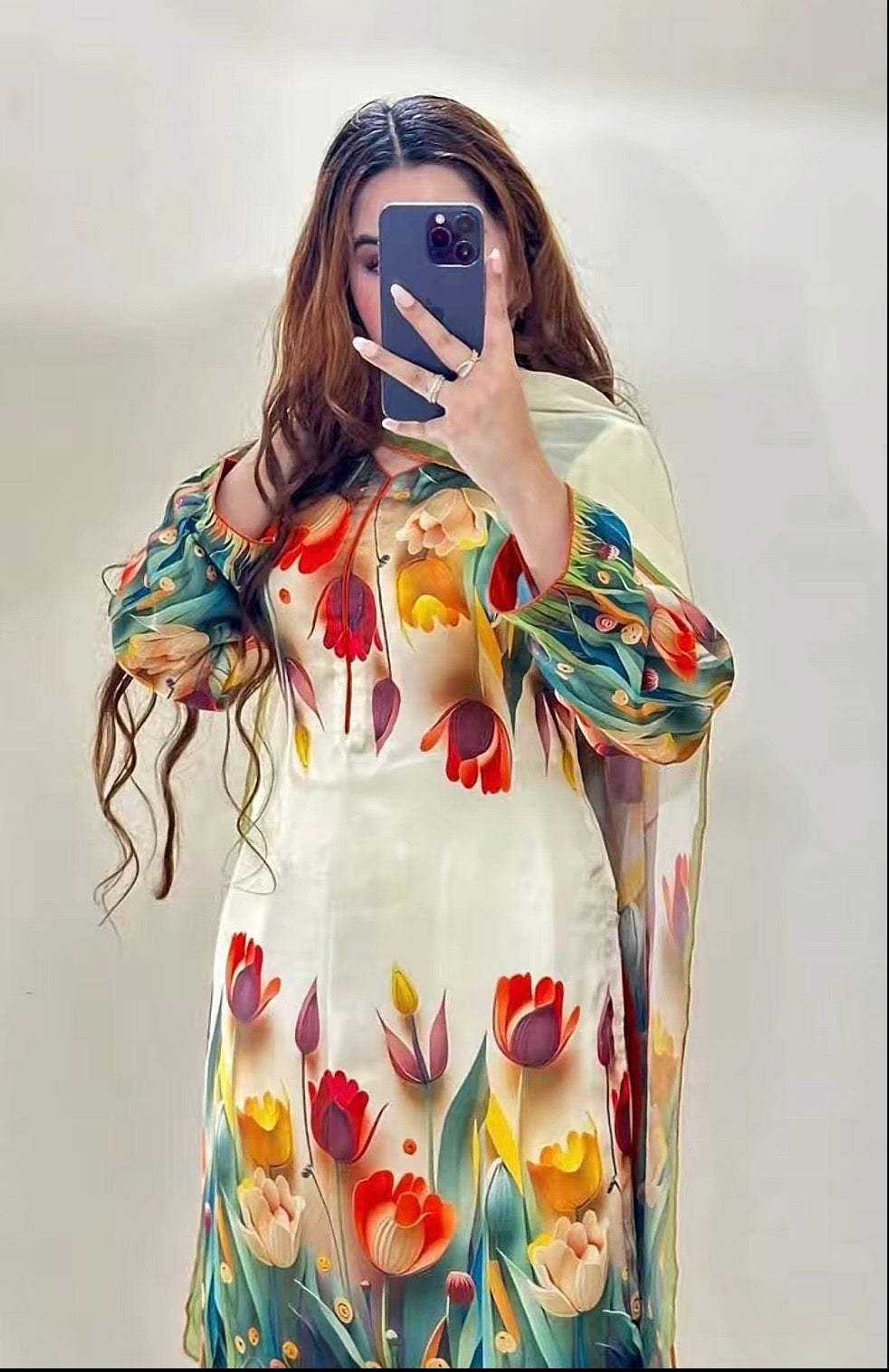 Tulip | Floral Digital Printed Lawn 3pc | SL-615 | Off White