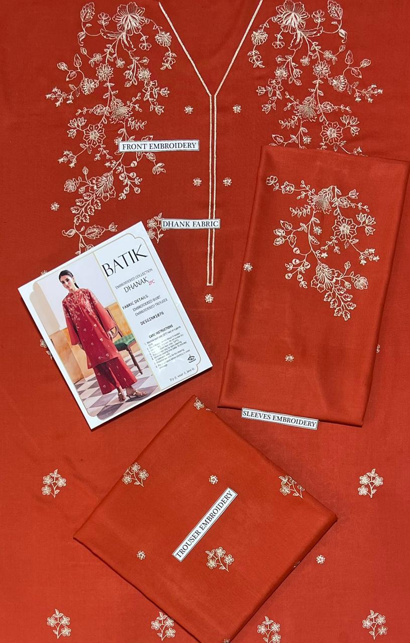 BATIK EMBROIDERED DHANAK UNSTITCHED 2pc | SL-7289