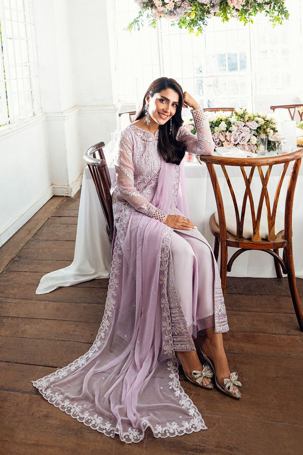 TWILIGHT LAVENDER-AZURE LUXE EMBROIDERED CHIFFON UNSTICHED 3PC (SL-8025)