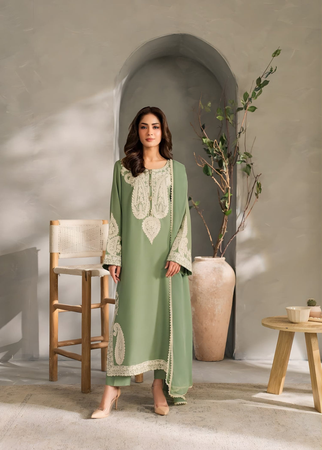 SAGE-Batik EMBROIDERED 3pc (SL-1220)