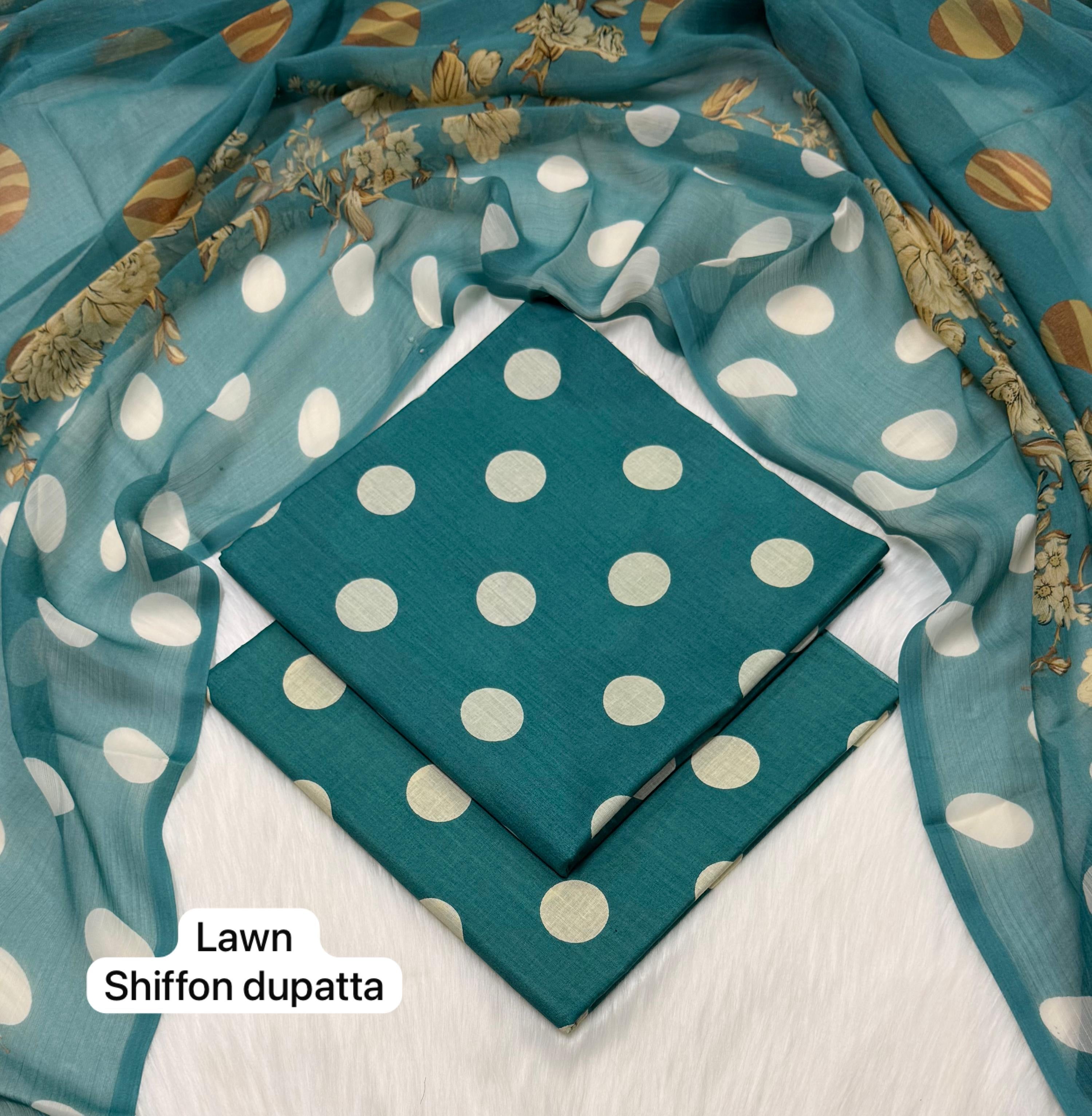 POLKA | Digital Printed Lawn 3pc | SL518
