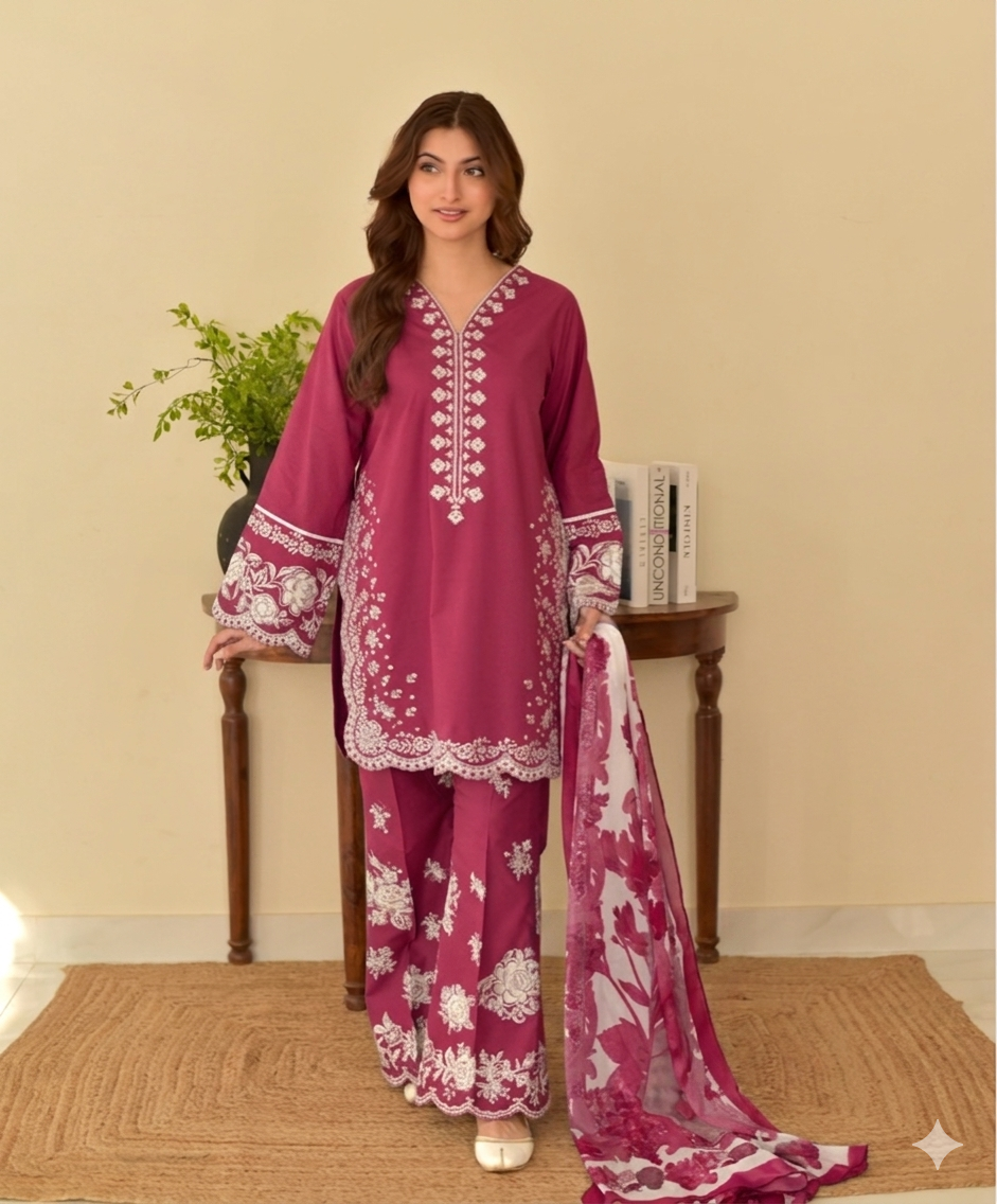 COCO By ZS | Heavy Embroidered Lawn Unstiched 3pc | SL-5508