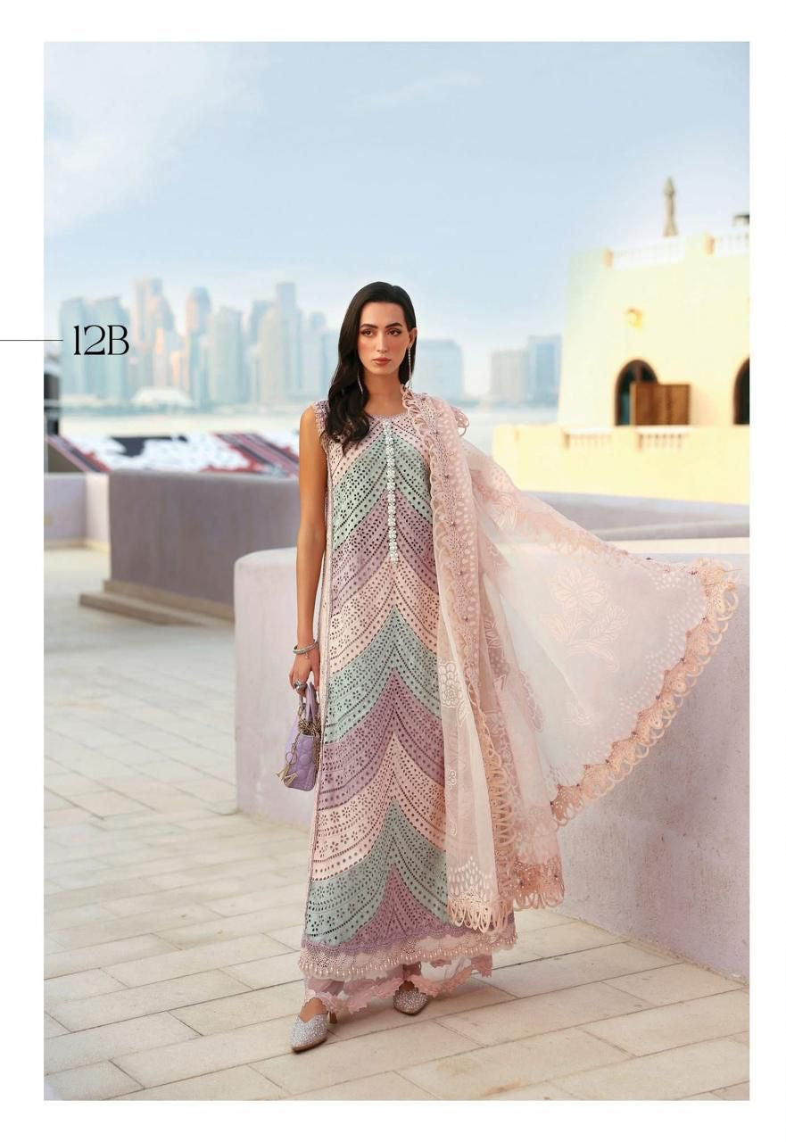 MARIA B- BORING HEAVY EMBROIDERED LAWN UNSTICHED 3pc (SL-12B)