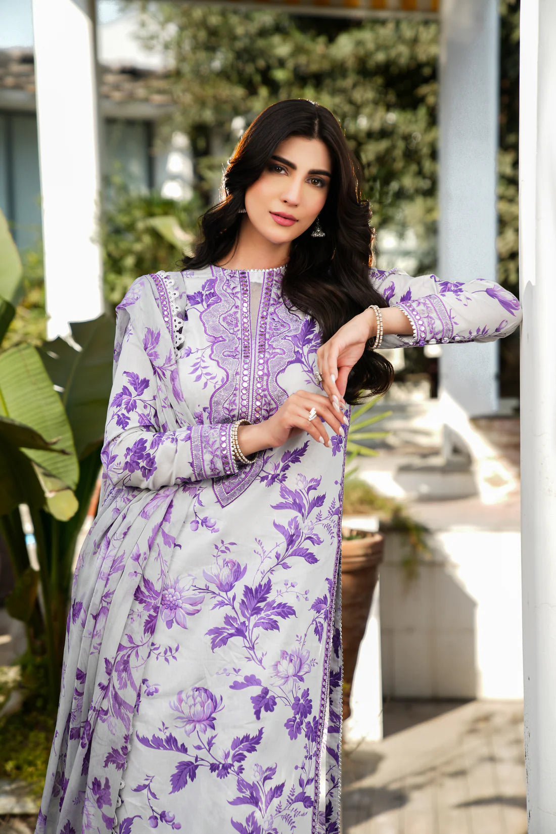PURPLE BLOOM | PRINTED EMBROIDERED LAWN 3pc | SL-1955