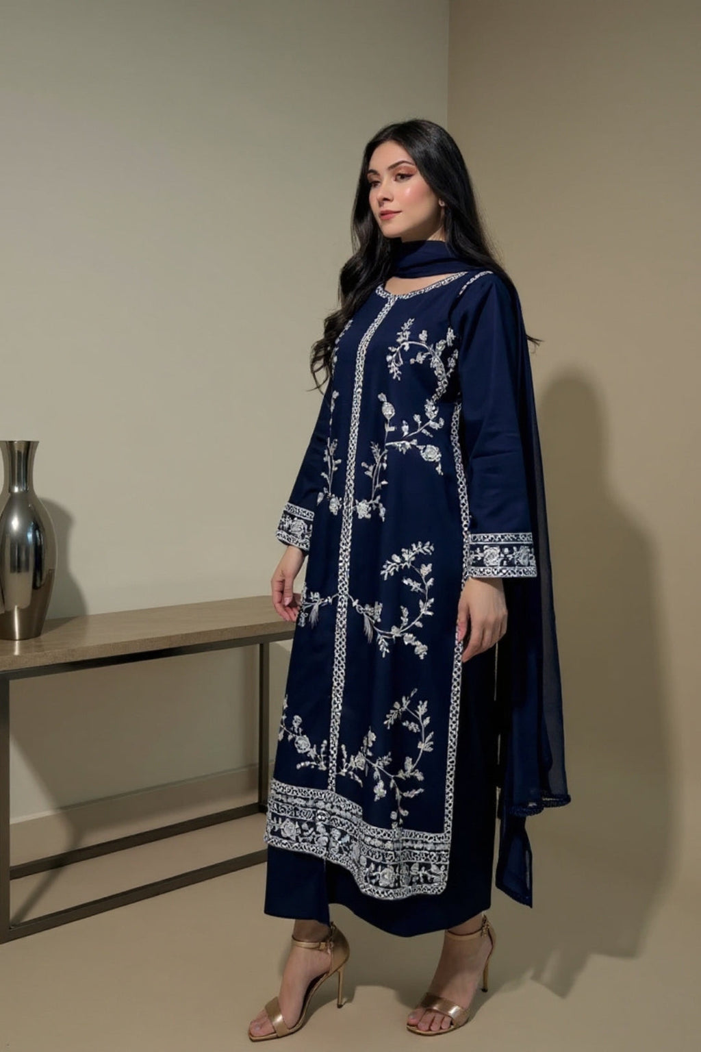 MARYAM&MARYA | LUXURY EMBROIDERED DHANAK UNSTITCHED 3pc | SL-631