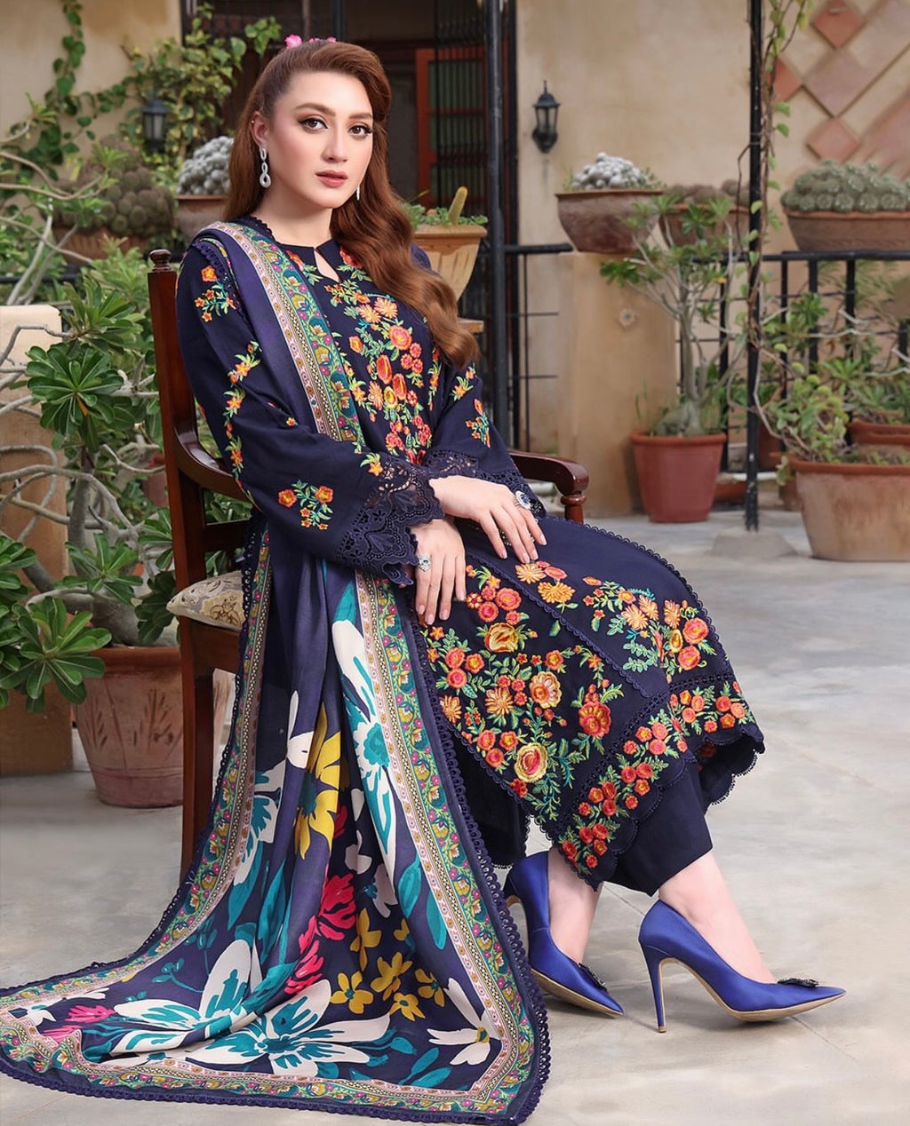ANEELA’s LUXURY EMBROIDERED LAWN UNSTICHED 3pc (SL-1214)