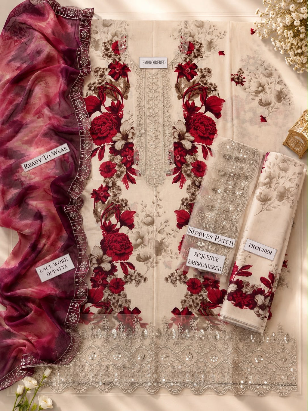 ADAN LIBAS | PRINTED EMBROIDERED LAWN 3pc | SL-657
