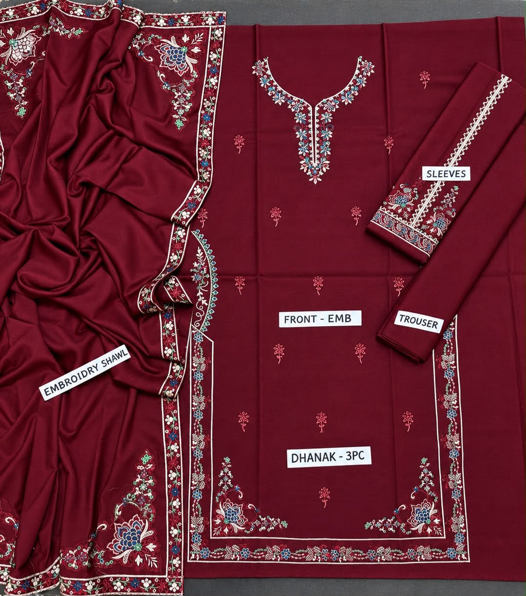 RAYA | IZEL | EMBROIDERED DHANAK UNSTITCHED 3pc | SL-2699