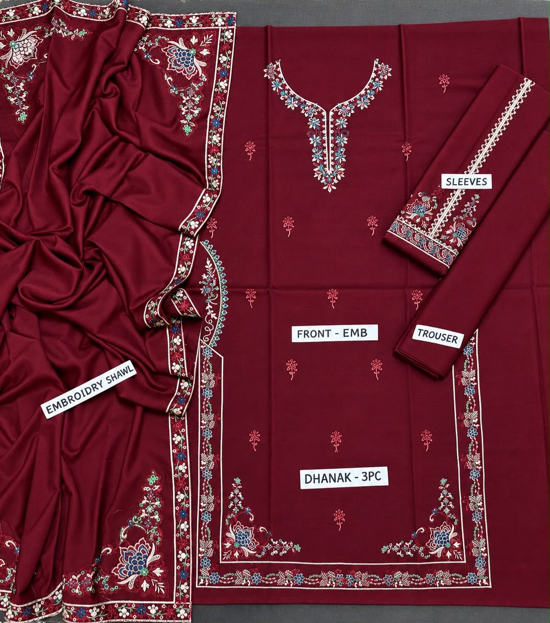 RAYA | IZEL | EMBROIDERED DHANAK UNSTITCHED 3pc | SL-2699