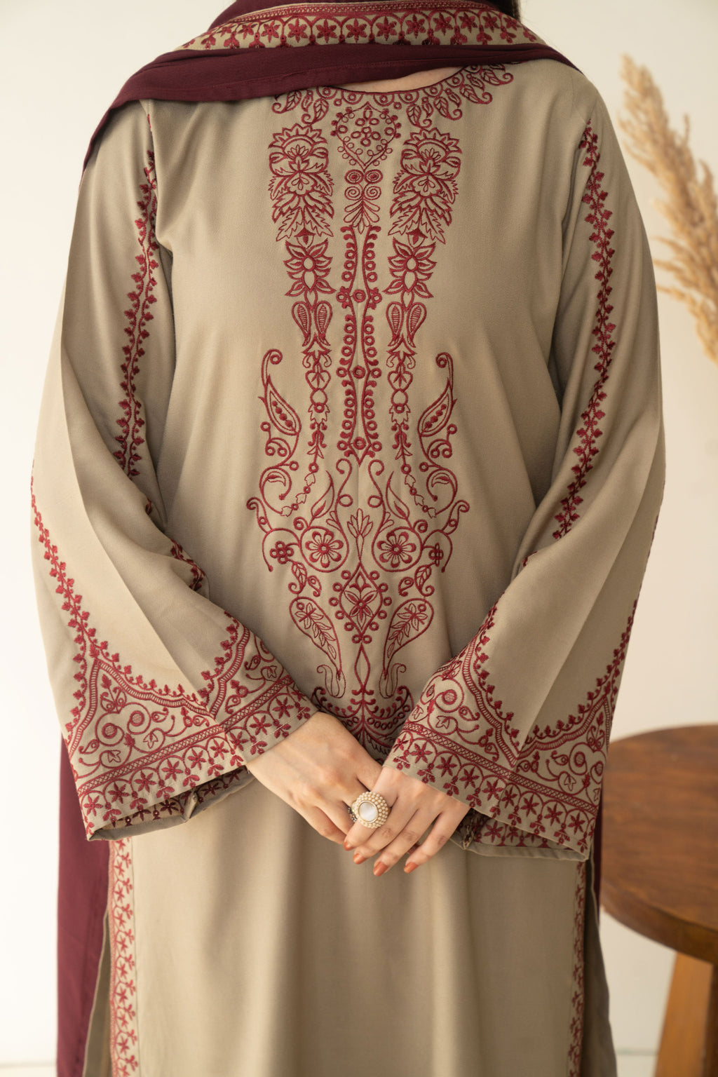 BAROQUE | HEAVY EMBROIDERED DHANAK UNSTICHED 3pc | SL-1034