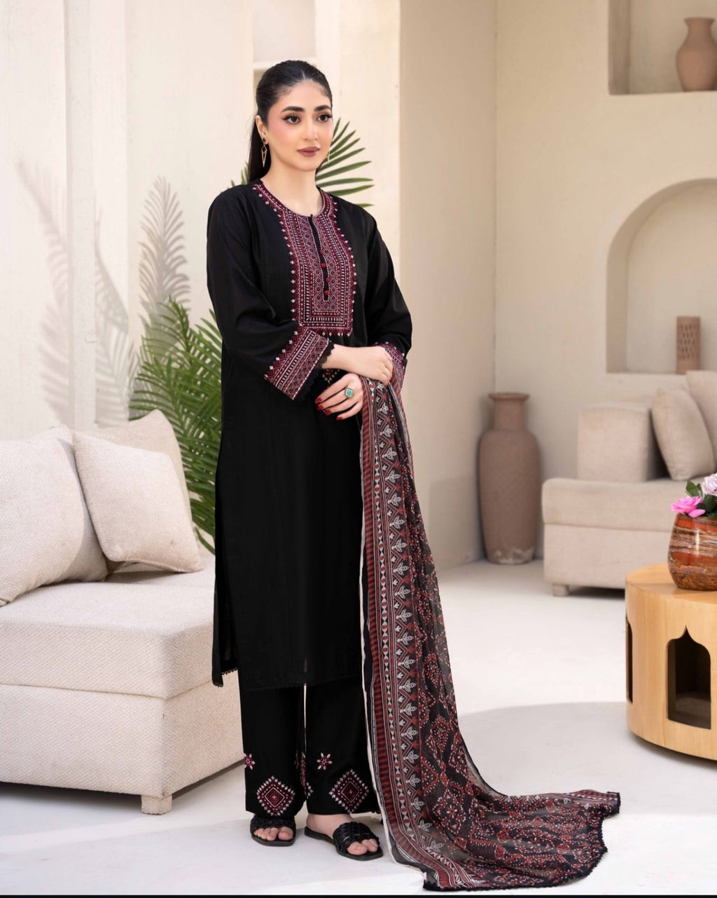 SIAH | ZIRWAH | EMBROIDERED DHANAK UNSTITCHED 3pc | SL-626
