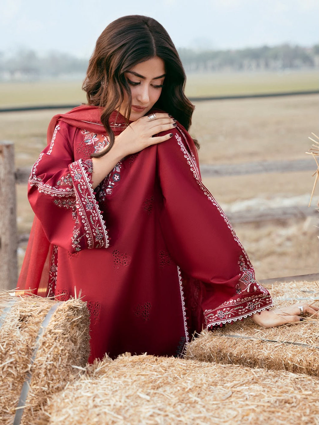 RAYA | IZEL | EMBROIDERED DHANAK UNSTITCHED 3pc | SL-2699