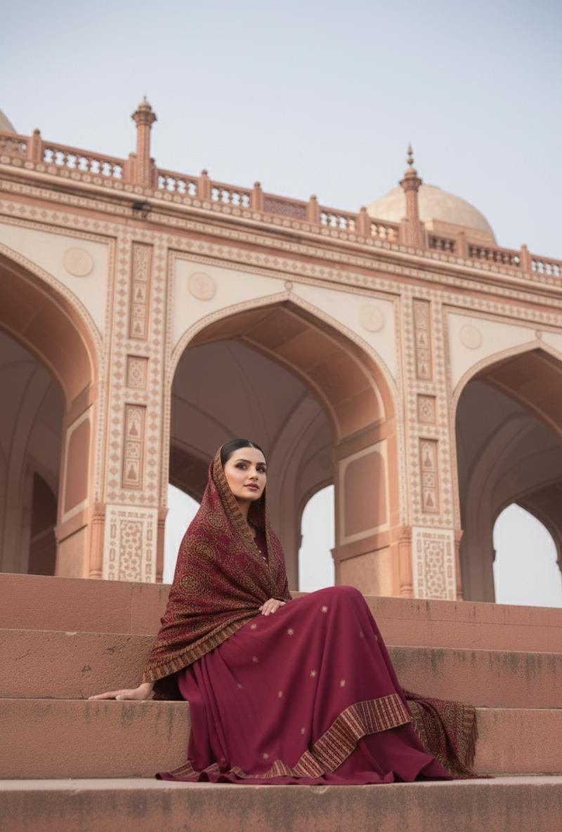 BAREEZE HEAVY EMBROIDERED DHANAK UNSTICHED 3pc WITH EMBROIDERED SHAWL (SL-507)