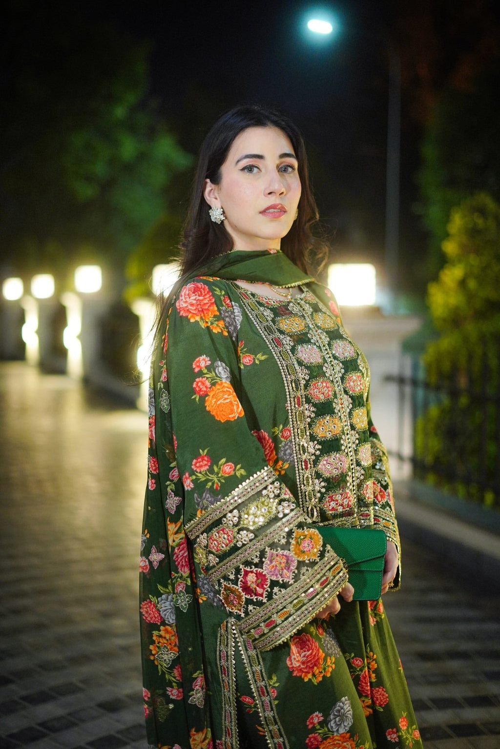 Haseen Jora-Aneela’s Green Printed Embroidered Lawn 3pc (SL-500)