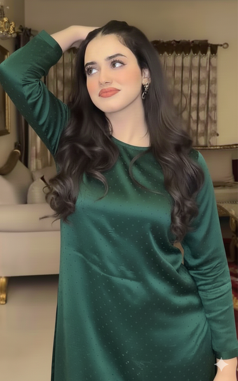 Luxury Sheesha Silk unstiched 2pc (Bottle Green) SL-1966