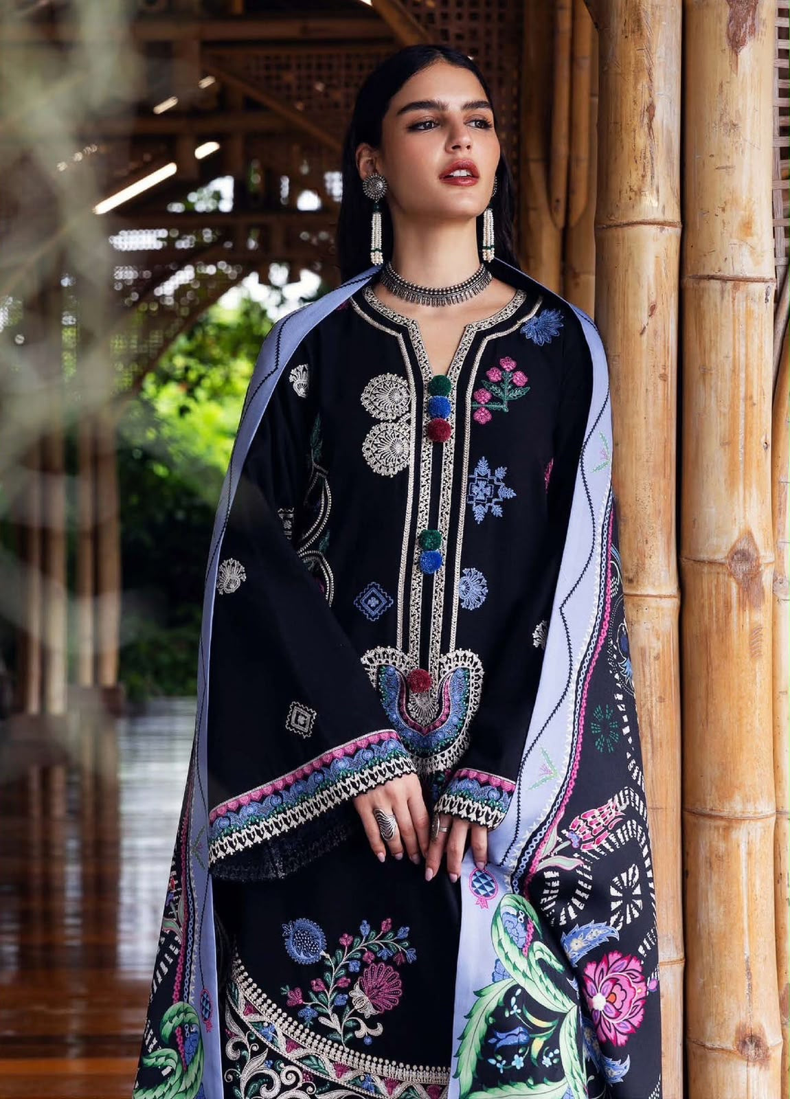 MUSHQ | LUXURY EMBROIDERED DHANAK UNSTITCHED 3pc | SL2673