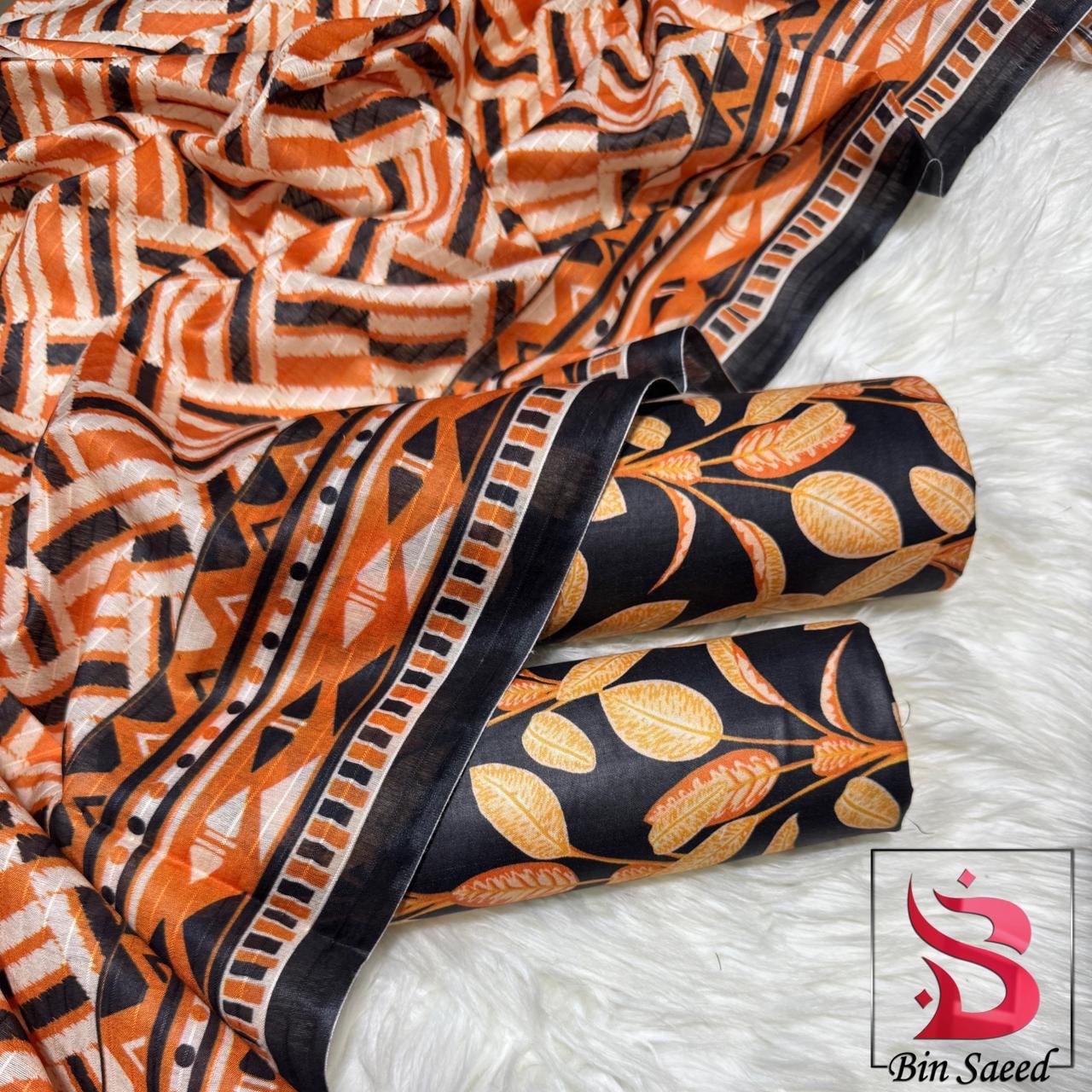 Bin Saeed Printed Unstiched Linen 3pc