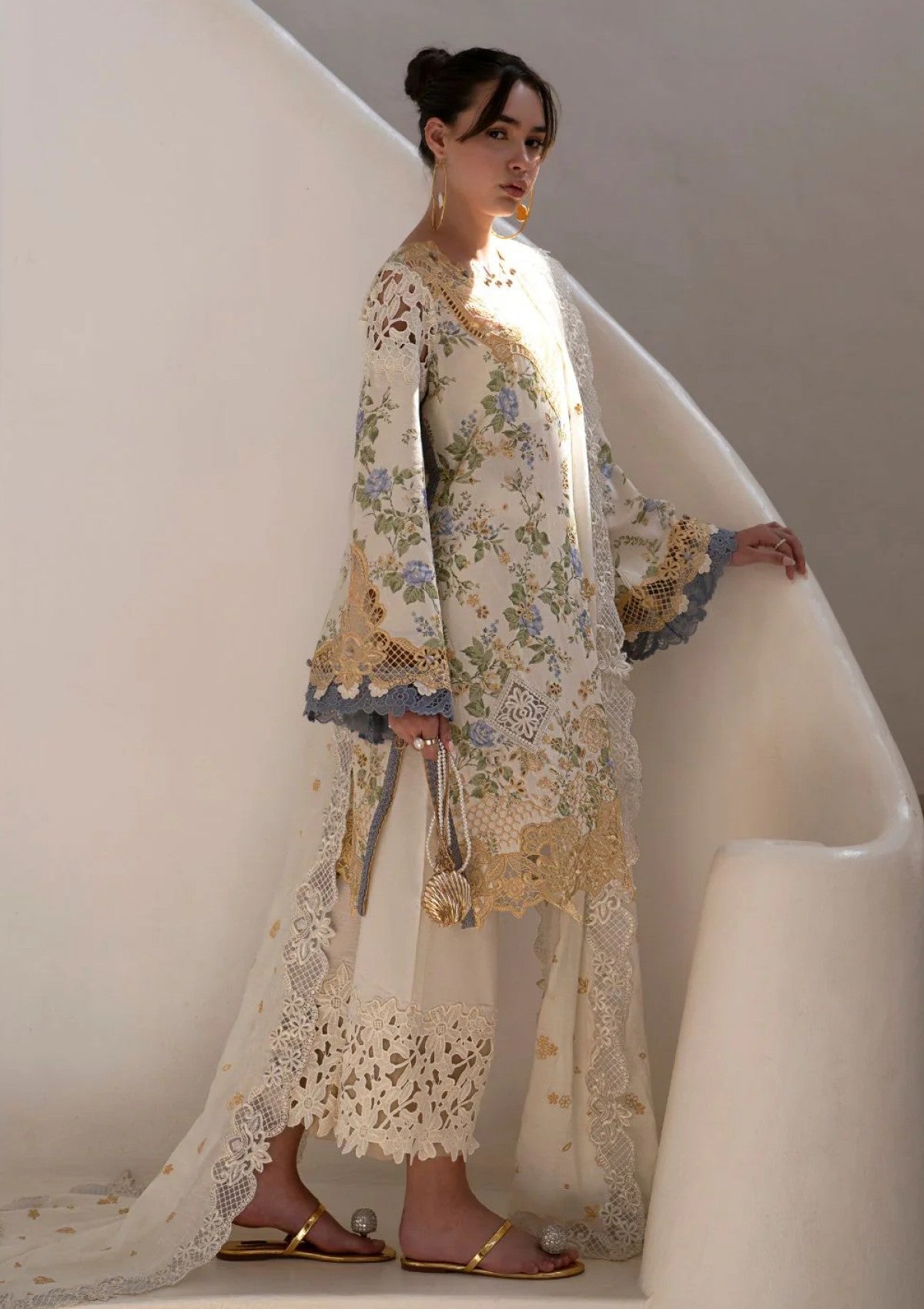 Alif - AJR Printed Embroidered Lawn Unstiched 3pc (SL-655)