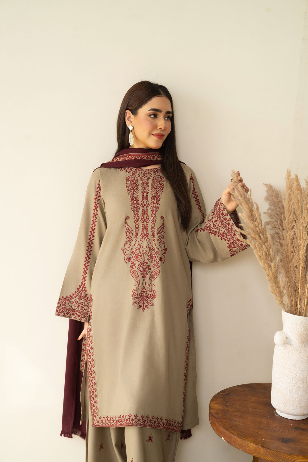 BAROQUE | HEAVY EMBROIDERED DHANAK UNSTICHED 3pc | SL-1034