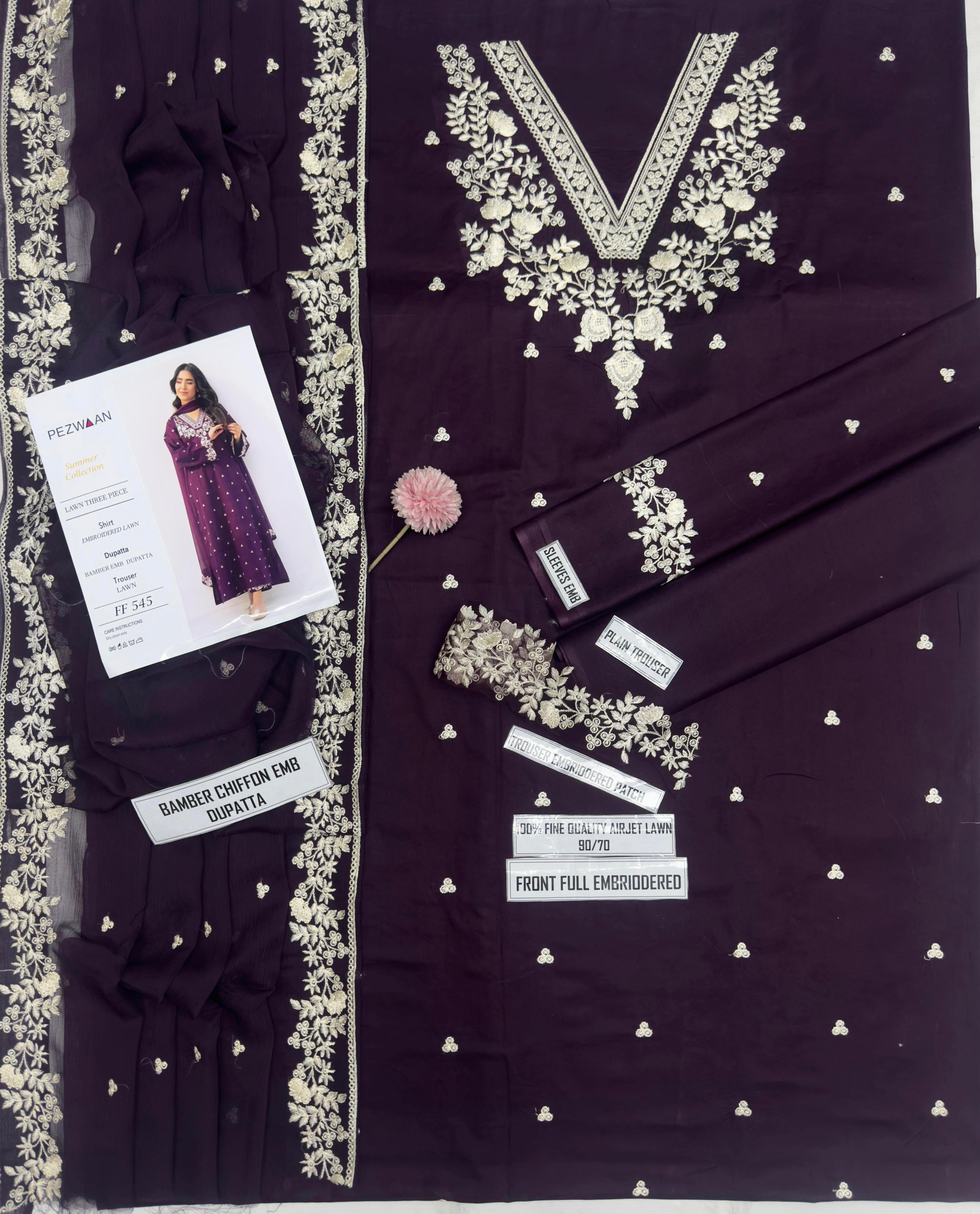 AGHA NOOR-HEAVY EMBROIDERED LAWN 3pc (SL-761)