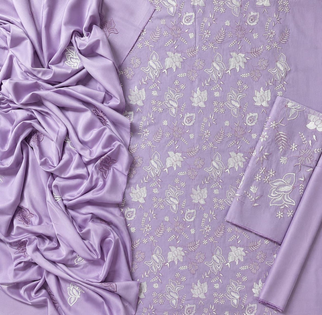 BAREEZE | EMBROIDERED DHANAK USNTICHED 3pc | SL-620