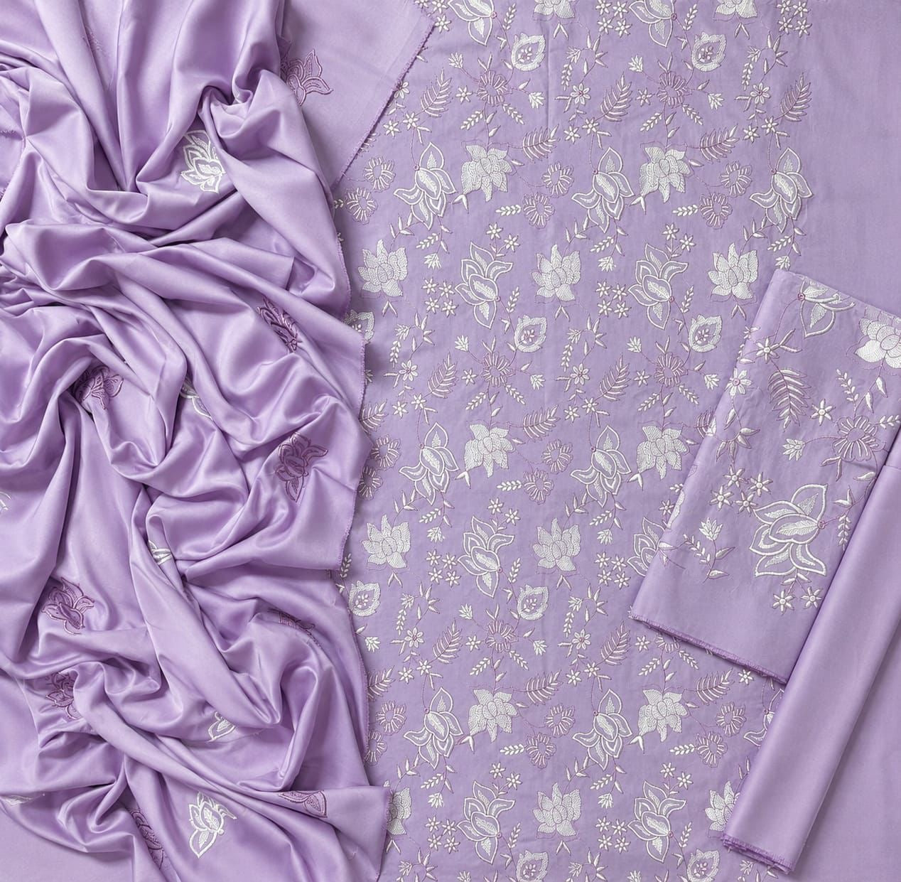 BAREEZE | EMBROIDERED DHANAK USNTICHED 3pc | SL-620