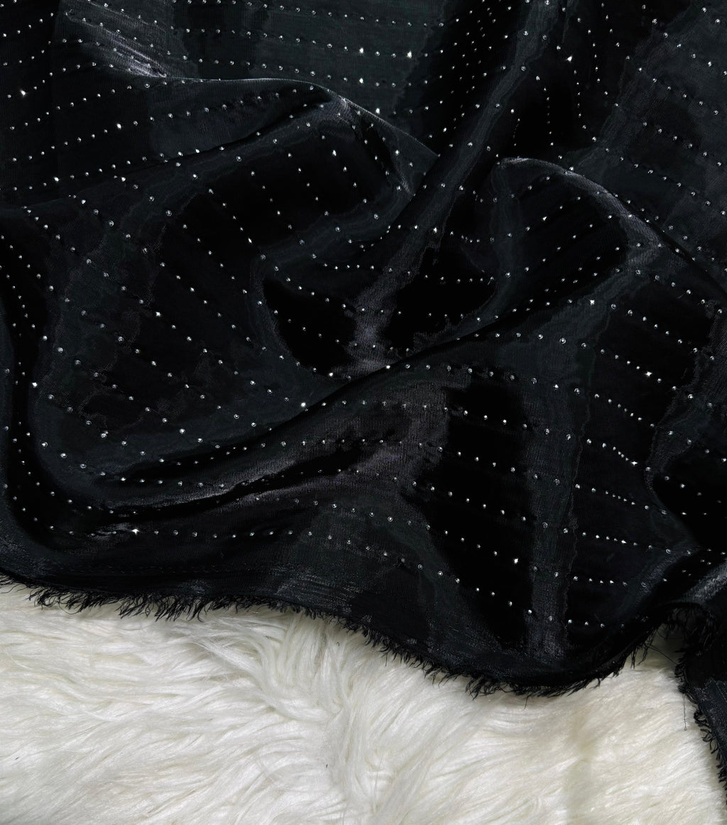 LUXURY SHEESHA SILK UNSTICHED 2pc (Black) SL-1955