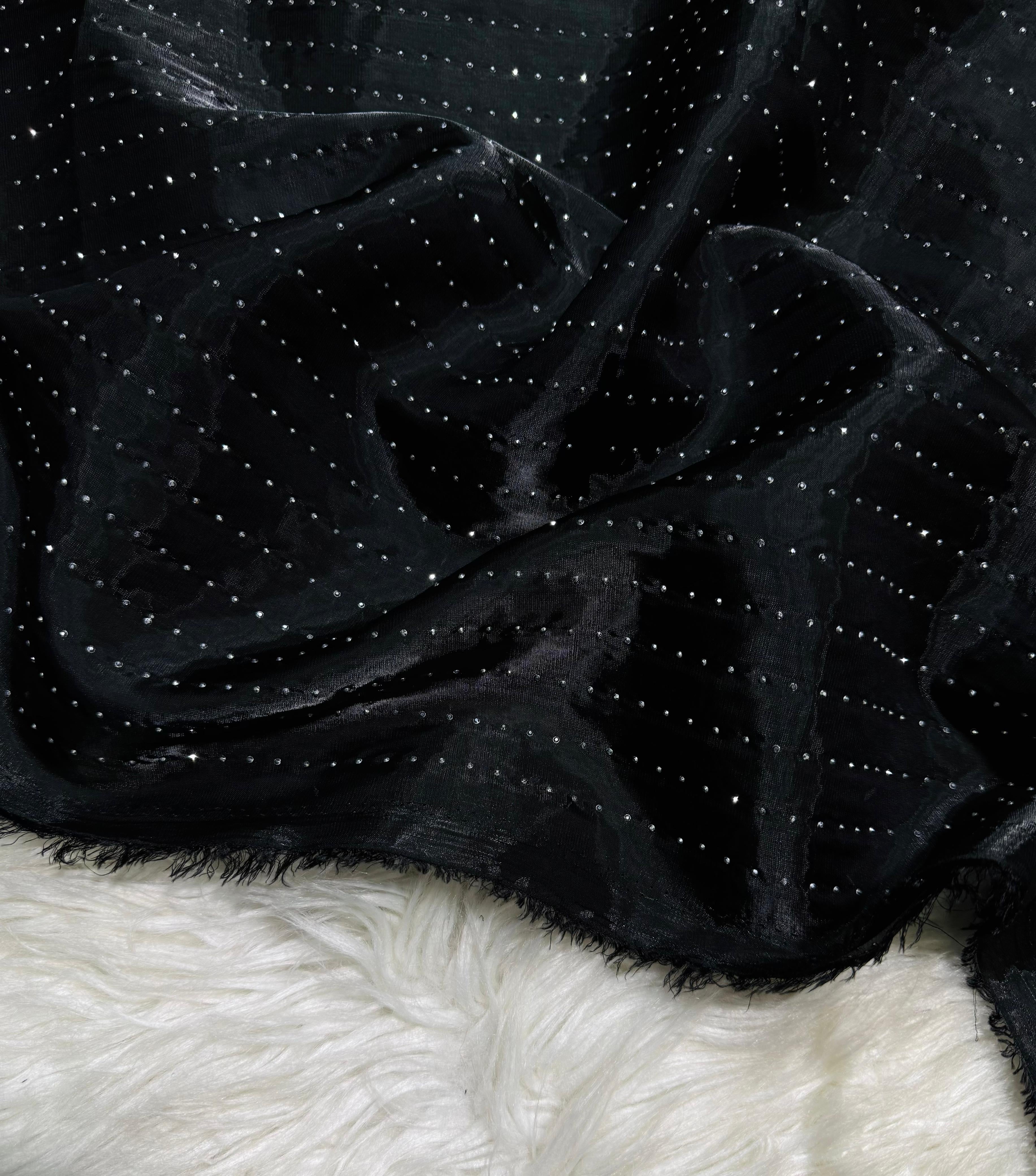 LUXURY SHEESHA SILK UNSTICHED 2pc (Black) SL-1955