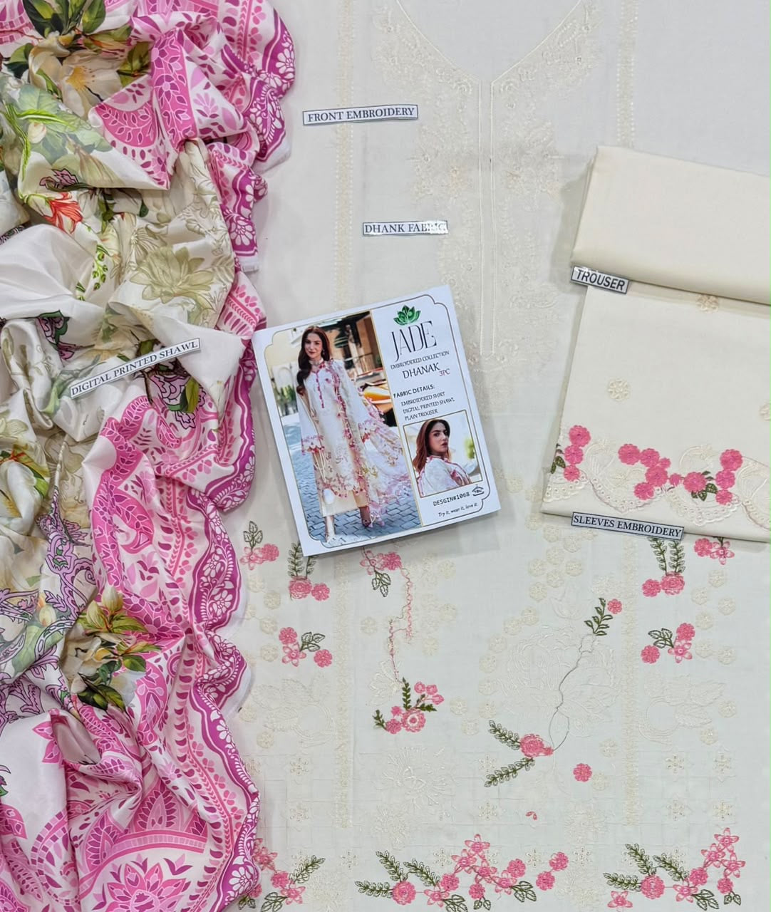 DANIA | LUXURY EMBROIDERED DHANAK UNSTICHED 3pc | SL-503