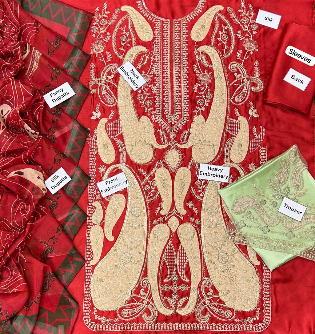 DIYA | ETHNIC | FESTIVE EMBROIDERED SILK UNSTITCHED 3pc | SL-556